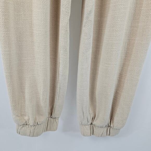 NWT BLANKNYC Ruffled Smocked Paperbag Elastic Waist Pull On Linen Jogger Pant L - Picture 7 of 12